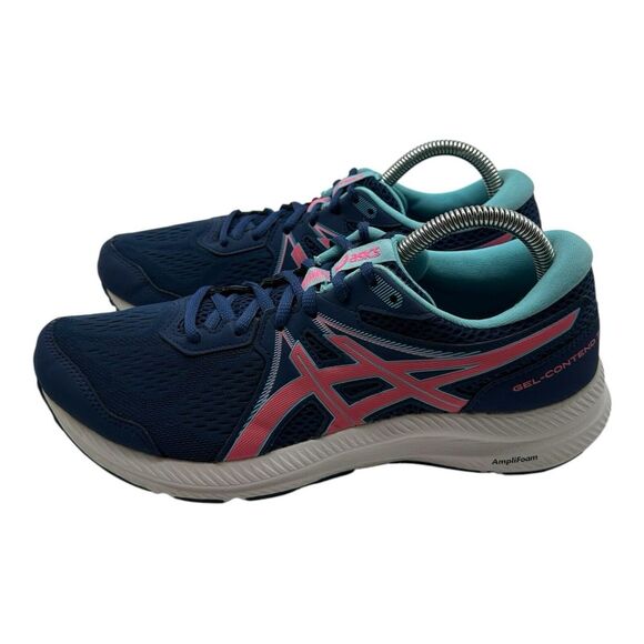 ASICS Gel Contend 7 Running Shoes Womens Sz 9.5 Navy Blue Pink Sneakers 1012B228 - Picture 6 of 11